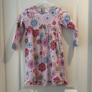 Hanna Andersson Floral Flower Ruffle hem Long Sleeve Dress cotton size 6-7(120)